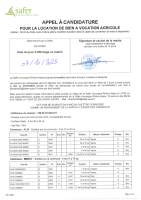 SAFER / Appel à candidature pour la location de bien à vocation agricole  / Parcelles U0545 ,U0546, U0547, U0548 et U0821 / 7 octobre 2025